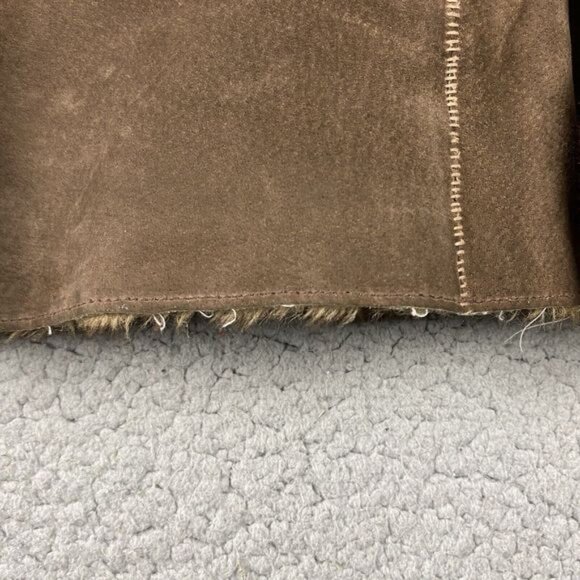 Suede Leather Coat Faux Fur Trim New York & Company Womens Size M Winter Jacket - Picture 6 of 16